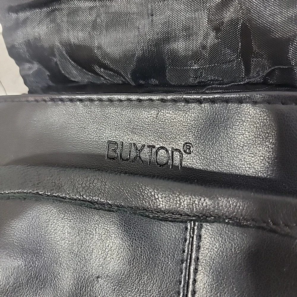 BUXTON Sling Shoulder Bag Soft Genuine‎ Leather Backpack Black Hobo Tote Pockets